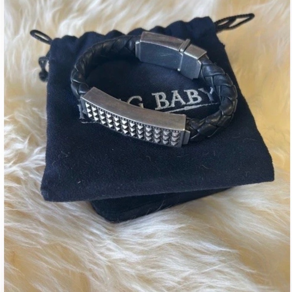 King Baby Studio Black and Silver Studded Bracelet